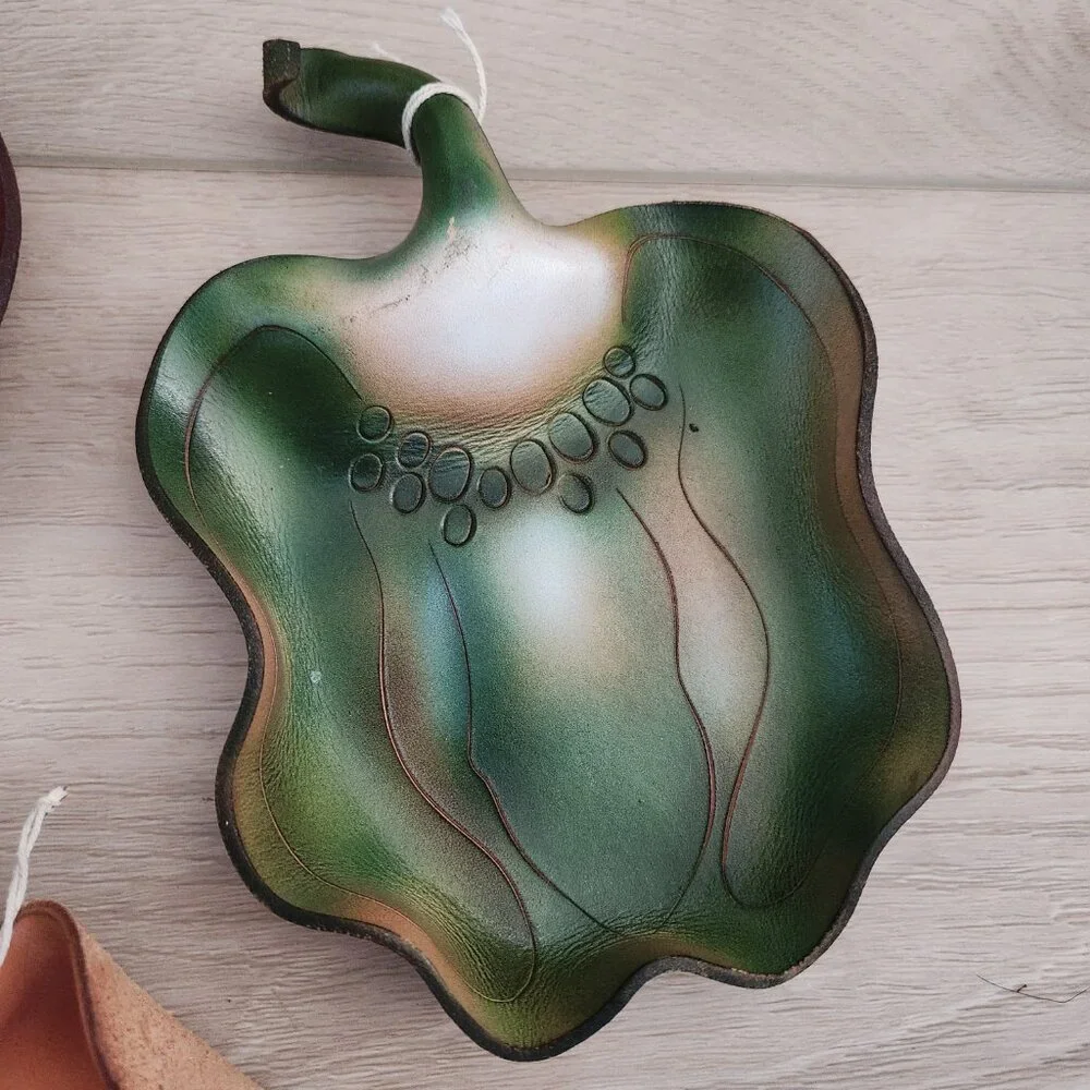 Original Creations in Leather Candles in the Rain Vegetable Wall Hangings 4 Lot